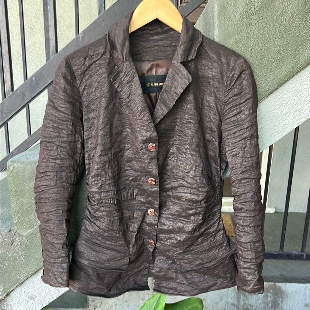 Plein Sud Brown Jacket Blazer Officecore Work Wear Luxury Sz EU 10